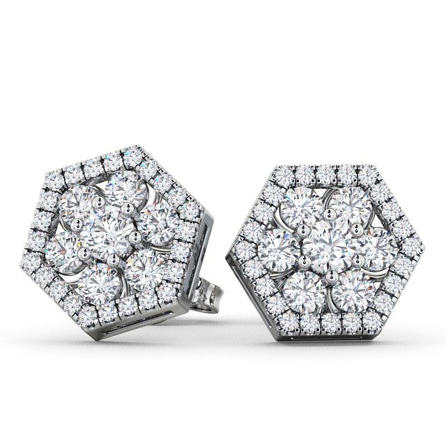 Cluster Round Diamond Earrings 9K White Gold - Trevail ERG61_WG_UP