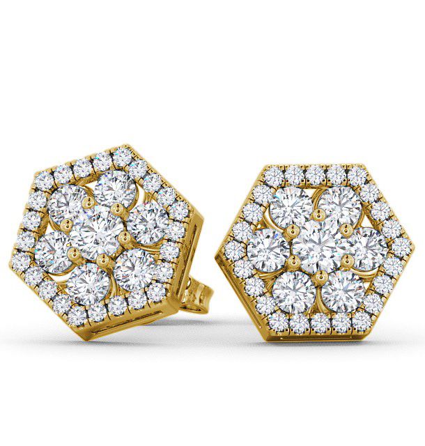  Cluster Round Diamond Earrings 9K Yellow Gold - Trevail ERG61_YG_THUMB2 