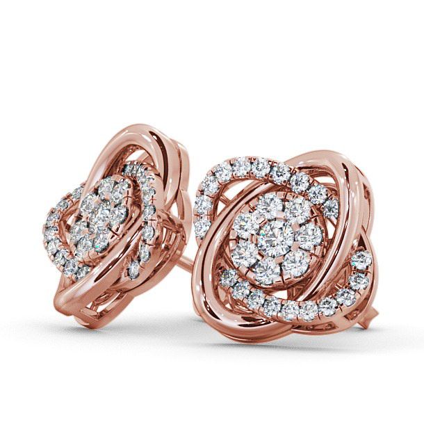 Cluster Round Diamond Swirling Design Earrings 18K Rose Gold ERG62_RG_THUMB1 