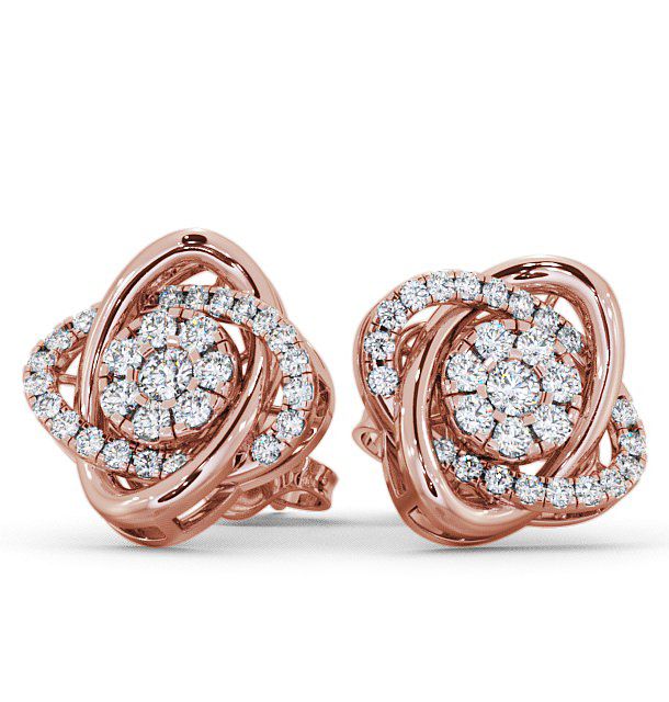 Cluster Round Diamond Swirling Design Earrings 9K Rose Gold ERG62_RG_THUMB2 