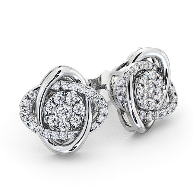 Cluster Round Diamond Earrings 9K White Gold - Aberarth ERG62_WG_FLAT