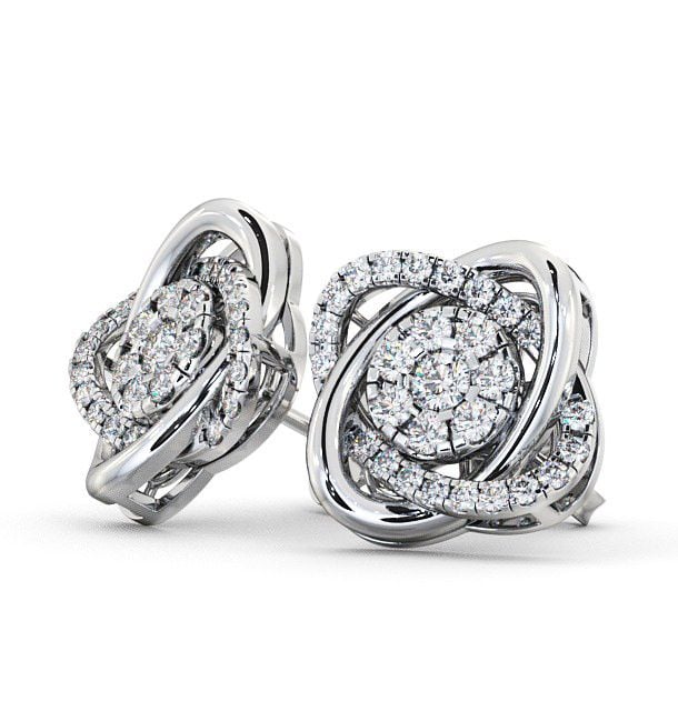 Cluster Round Diamond Swirling Design Earrings 9K White Gold ERG62_WG_THUMB1
