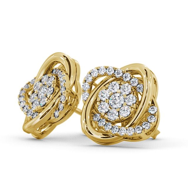 Cluster Round Diamond Earrings 18K Yellow Gold - Aberarth