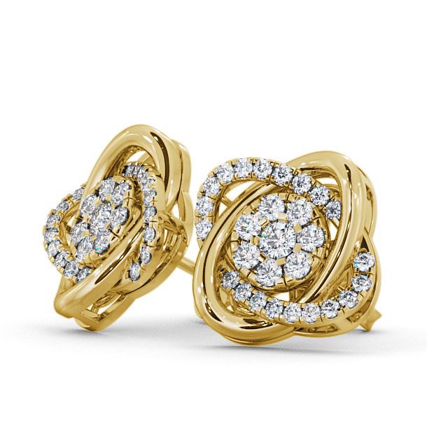 Cluster Round Diamond Swirling Design Earrings 18K Yellow Gold ERG62_YG_THUMB1