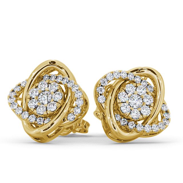 Cluster Round Diamond Earrings 18K Yellow Gold - Aberarth ERG62_YG_UP