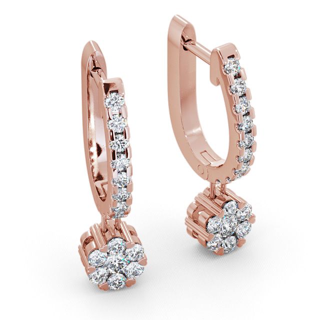 Drop Round Diamond Earrings 18K Rose Gold - Caroe ERG63_RG_FLAT