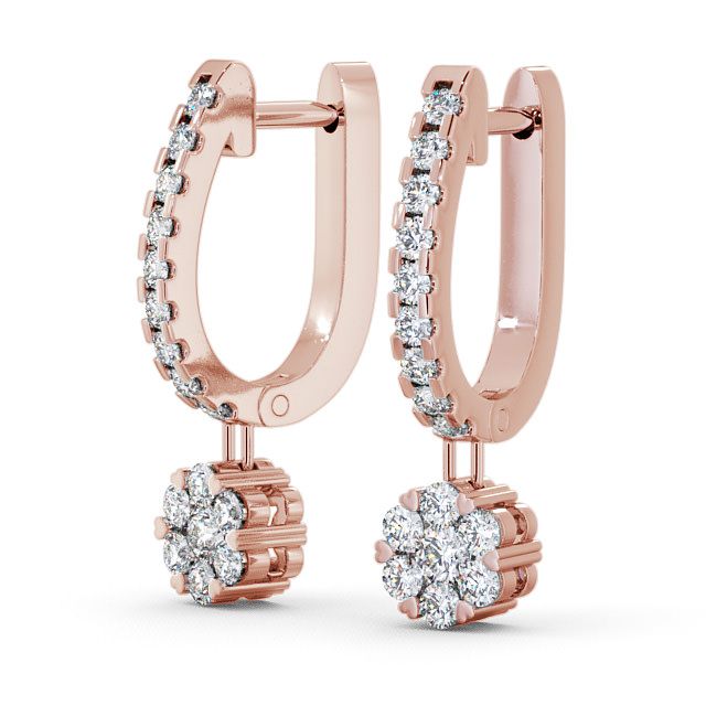 Drop Round Diamond Earrings 9K Rose Gold - Caroe