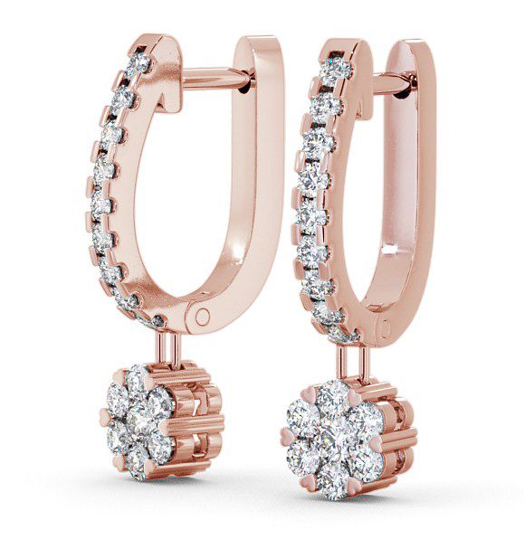 Drop Round Diamond Huggie Style Earrings 9K Rose Gold ERG63_RG_THUMB1