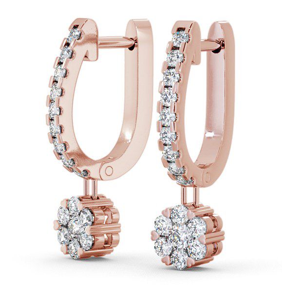 Drop Round Diamond Huggie Style Earrings 18K Rose Gold ERG63_RG_THUMB1 