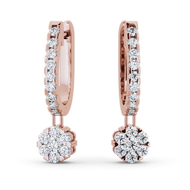 Drop Round Diamond Earrings 9K Rose Gold - Caroe ERG63_RG_UP