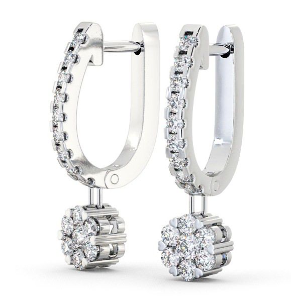 Drop Round Diamond Huggie Style Earrings 18K White Gold ERG63_WG_THUMB1