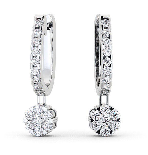 Drop Round Diamond Huggie Style Earrings 18K White Gold ERG63_WG_THUMB2 