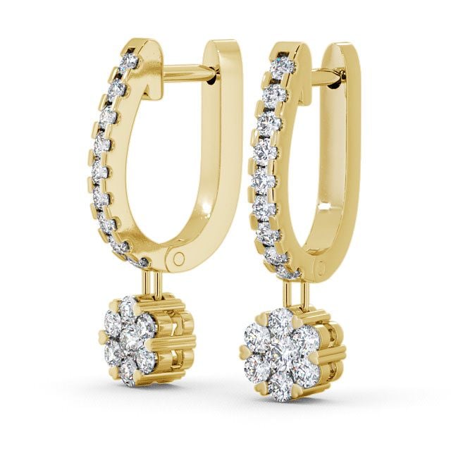 Drop Round Diamond Earrings 9K Yellow Gold - Caroe