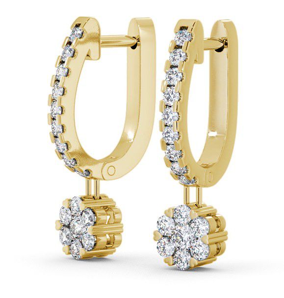 Drop Round Diamond Huggie Style Earrings 18K Yellow Gold ERG63_YG_THUMB1