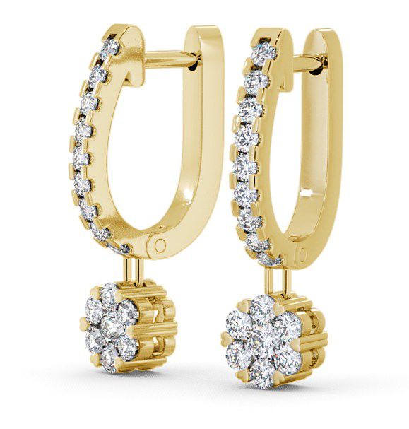 Drop Round Diamond Huggie Style Earrings 18K Yellow Gold ERG63_YG_THUMB1 