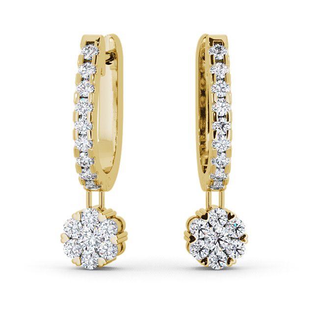 Drop Round Diamond Earrings 18K Yellow Gold - Caroe ERG63_YG_UP