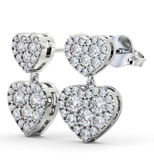 Heart Shaped Drop Diamond Earrings 18K White Gold - Bracara ERG64_WG_THUMB1