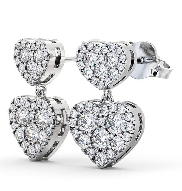 Double Heart Shaped Drop Diamond Cluster Earrings 9K White Gold ERG64_WG_THUMB1 