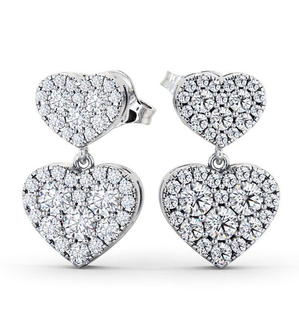 Double Heart Shaped Drop Diamond Cluster Earrings 18K White Gold ERG64_WG_THUMB2 
