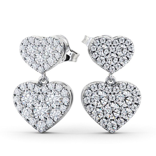 Heart Shaped Drop Diamond Earrings 9K White Gold - Bracara ERG64_WG_UP