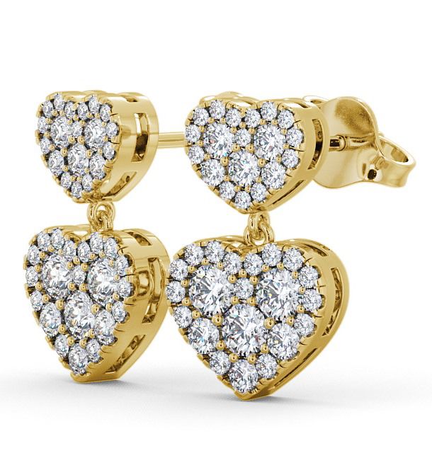 Double Heart Shaped Drop Diamond Cluster Earrings 9K Yellow Gold ERG64_YG_THUMB1 