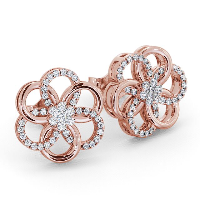 Cluster Round Diamond 0.50ct Earrings 18K Rose Gold - Coppice ERG65_RG_FLAT