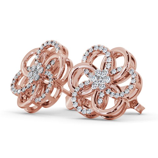 Cluster Round Diamond 0.50ct Earrings 9K Rose Gold - Coppice ERG65_RG_SIDE