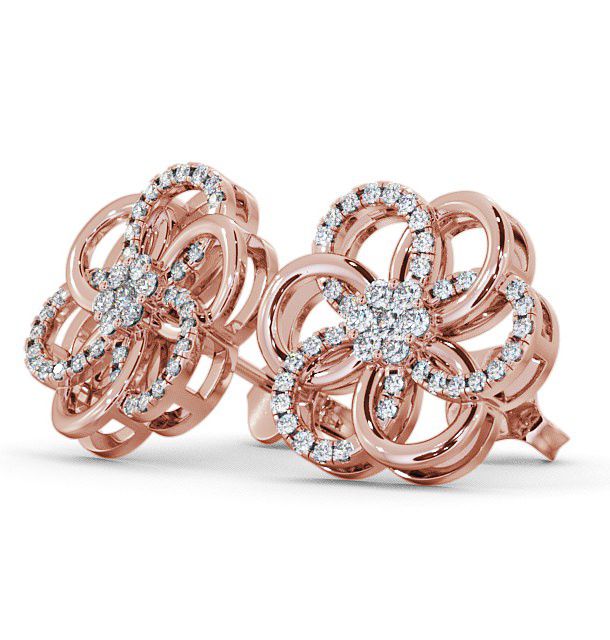 Cluster Round Diamond 0.50ct Floral Design Earrings 18K Rose Gold ERG65_RG_THUMB1