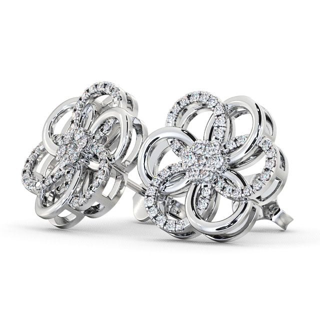 Cluster Round Diamond 0.50ct Earrings 18K White Gold - Coppice