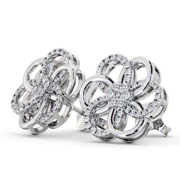 Cluster Round Diamond 0.50ct Floral Design Earrings 18K White Gold ERG65_WG_THUMB1 
