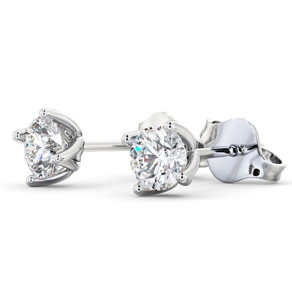  Round Diamond Four Claw Stud Earrings 18K White Gold - Duloe ERG66_WG_THUMB1 