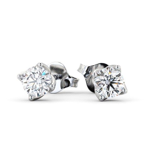 Round Diamond Four Claw Stud Earrings 18K White Gold ERG66_WG_THUMB2 