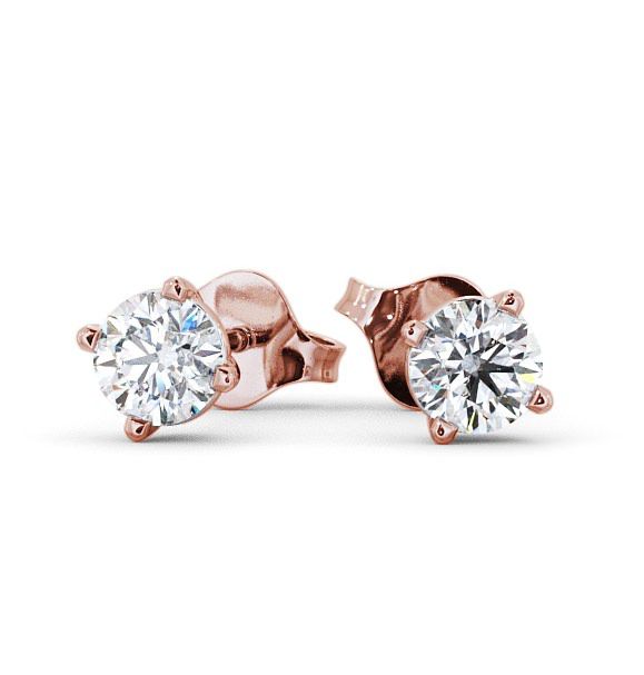 Round Diamond Four Claw Stud Earrings 18K Rose Gold ERG67_RG_THUMB2 