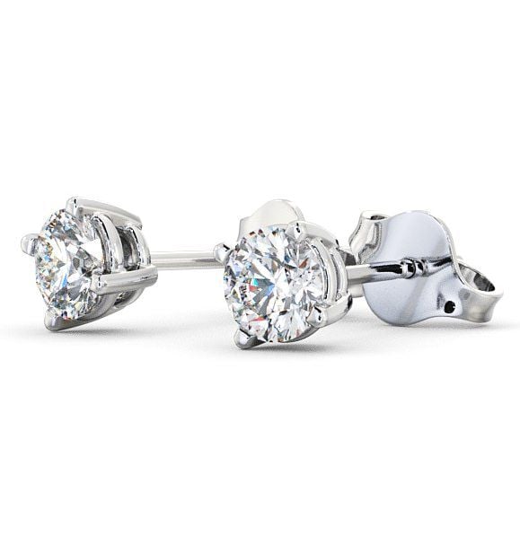 Round Diamond Four Claw Stud Earrings 18K White Gold ERG67_WG_THUMB1