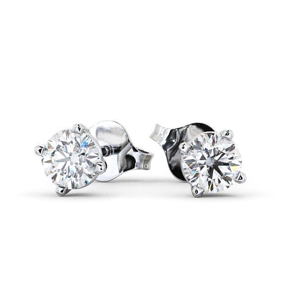 Round Diamond Four Claw Stud Earrings 18K White Gold ERG67_WG_THUMB2 