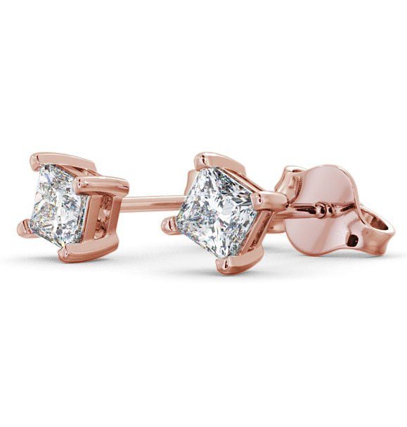 Princess Diamond Four Claw Stud Earrings 9K Rose Gold - Langal ERG68_RG_THUMB1