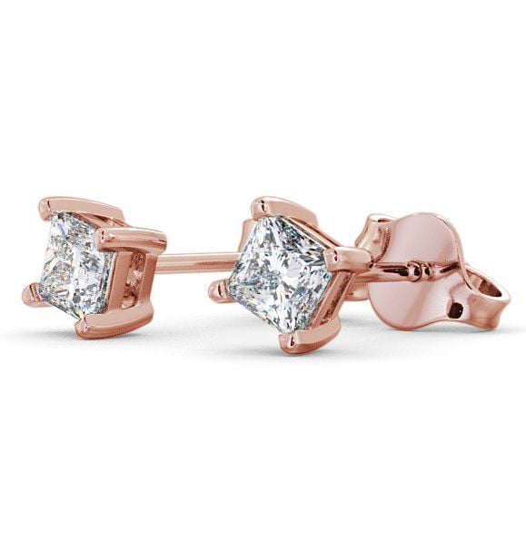 Princess Diamond Four Claw Stud Earrings 18K Rose Gold ERG68_RG_THUMB1