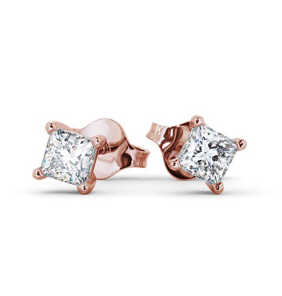 Princess Diamond Four Claw Stud Earrings 18K Rose Gold ERG68_RG_THUMB2 