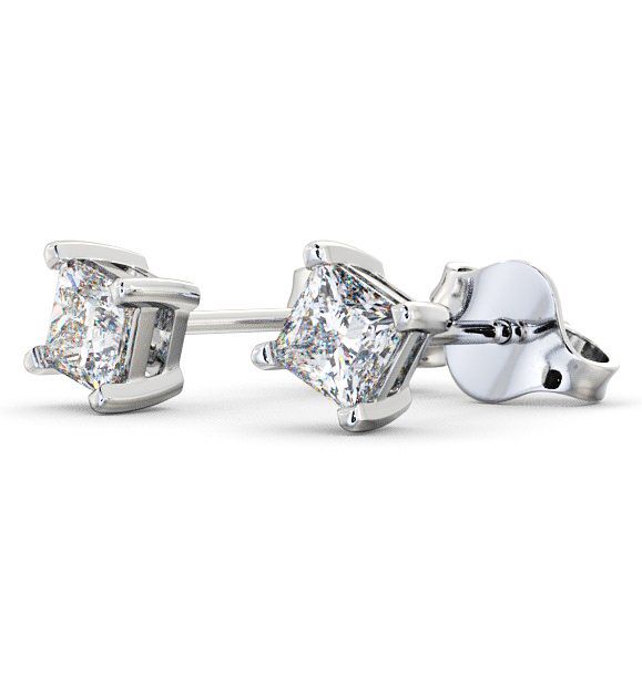 Princess Diamond Four Claw Stud Earrings 18K White Gold ERG68_WG_THUMB1 