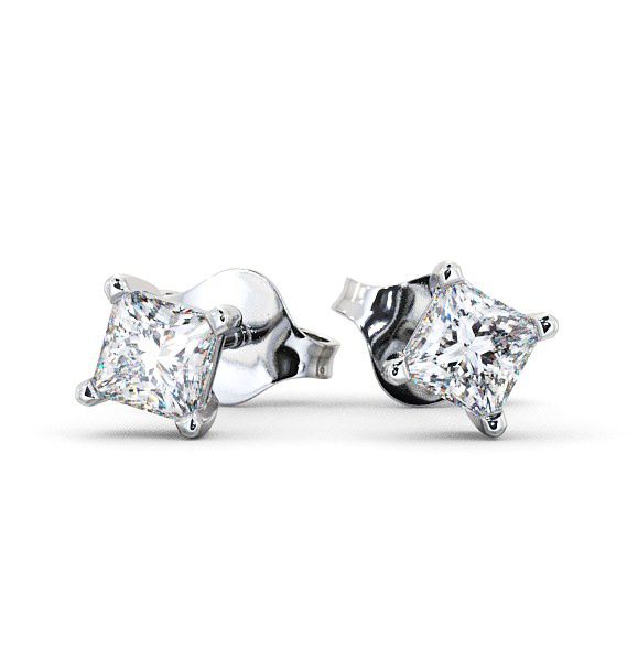  Princess Diamond Four Claw Stud Earrings 18K White Gold - Langal ERG68_WG_THUMB2 