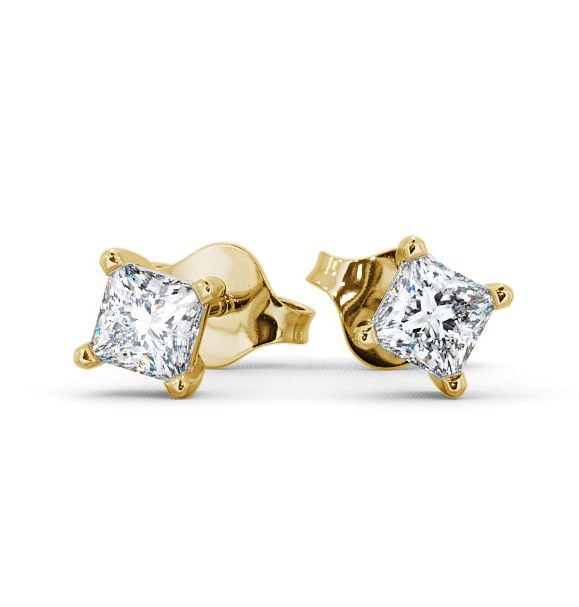 Princess Diamond Four Claw Stud Earrings 18K Yellow Gold ERG68_YG_THUMB2 
