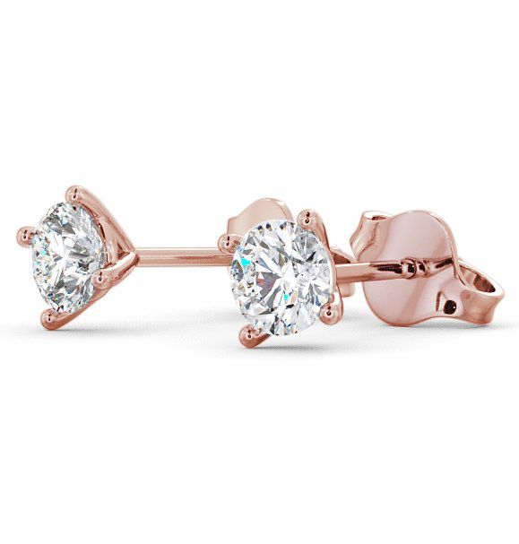  Round Diamond Four Claw Stud Earrings 18K Rose Gold - Lopen ERG69_RG_THUMB1 