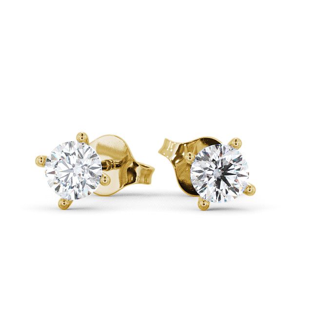 Round Diamond Four Claw Stud Earrings 18K Yellow Gold - Lopen ERG69_YG_UP