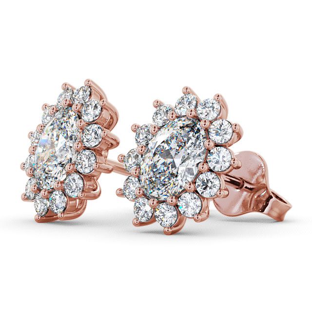 Halo Oval Diamond Earrings 9K Rose Gold - Moselle ERG6_RG_SIDE