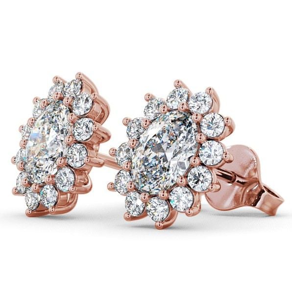 Halo Oval Diamond Cluster Style Earrings 9K Rose Gold ERG6_RG_THUMB1