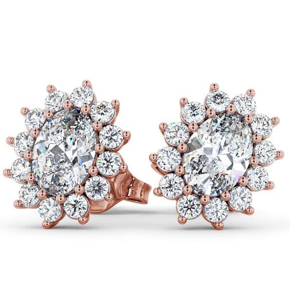  Halo Oval Diamond Earrings 18K Rose Gold - Moselle ERG6_RG_THUMB2 