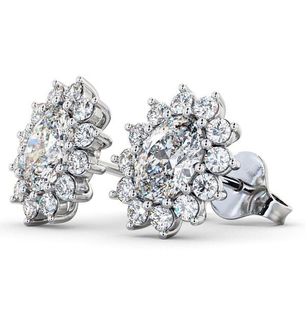 Halo Oval Diamond Cluster Style Earrings 9K White Gold ERG6_WG_THUMB1