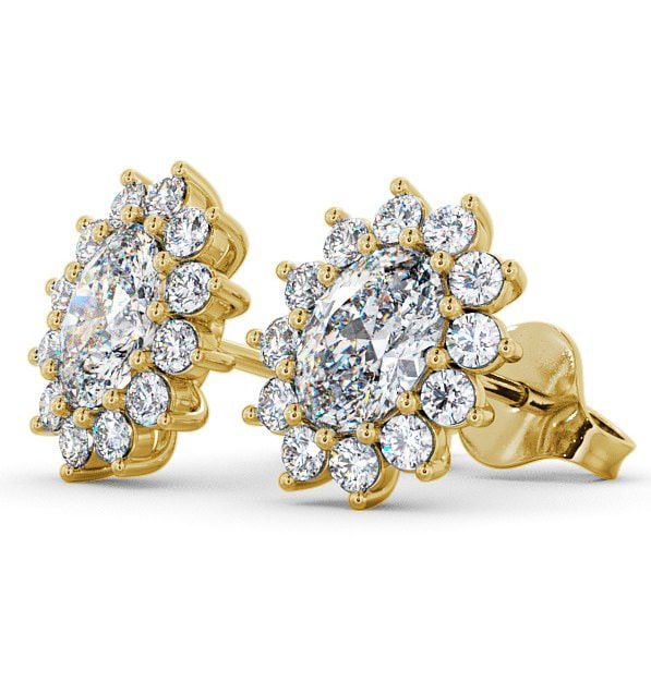 Halo Oval Diamond Cluster Style Earrings 9K Yellow Gold ERG6_YG_THUMB1 