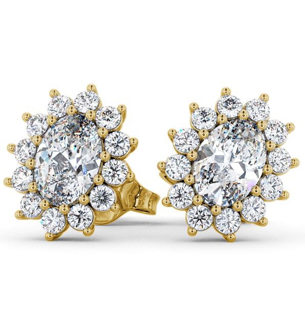 Halo Oval Diamond Cluster Style Earrings 9K Yellow Gold ERG6_YG_THUMB2 