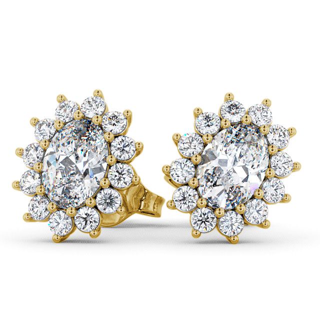 Halo Oval Diamond Earrings 9K Yellow Gold - Moselle ERG6_YG_UP